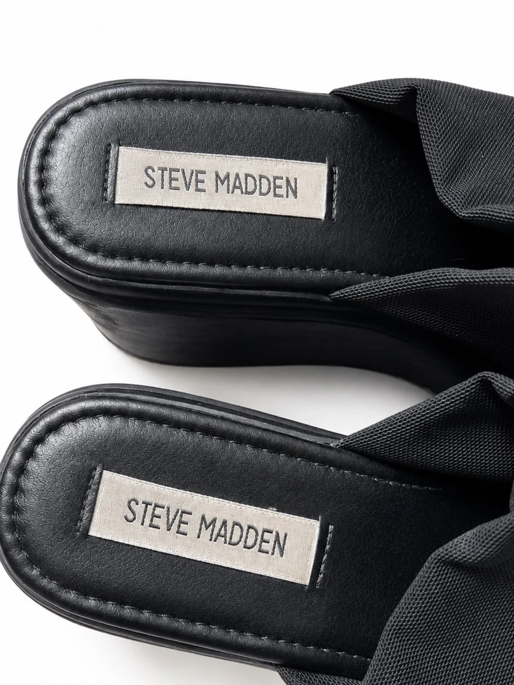 Steve Madden Slinky30 Black Slide Platform Sandals Size 8